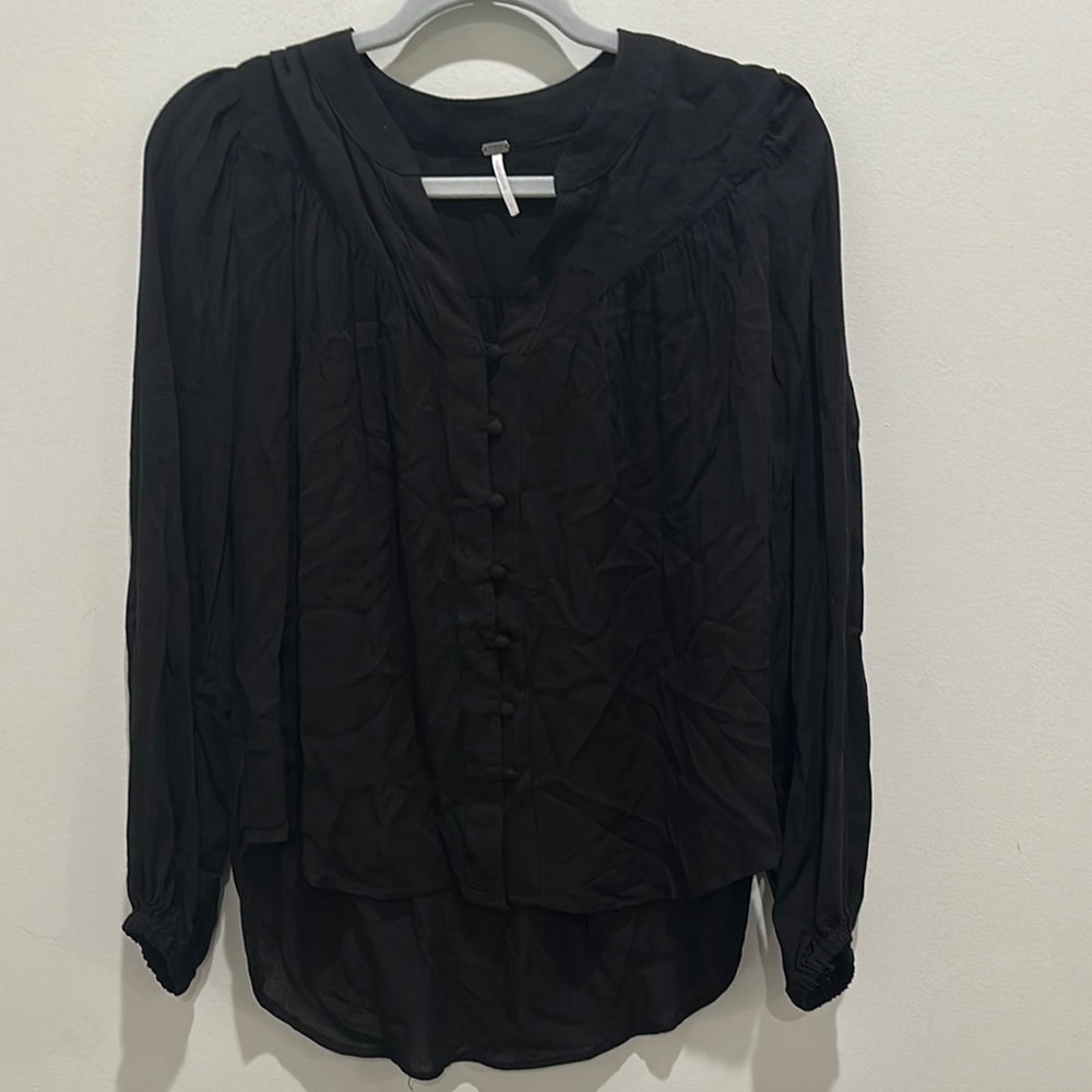 Young Fabulous & Broke Black Buttoned Long Sleeve Blouse NWOT